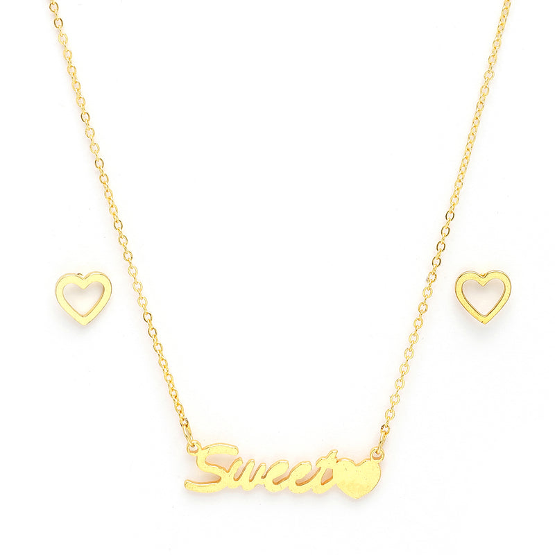 Gold Plated with Unique Design Stainless Steel Pendant Set