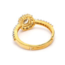 Elegant Gold Plated Round Shaped White American Diamond Studded Adjustable Ring