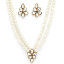 Gold Plated White Pearl & Kundan Studded Jewellery Set