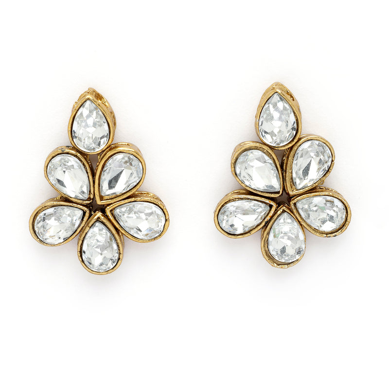 Gold Plated White Pearl & Kundan Studded Jewellery Set