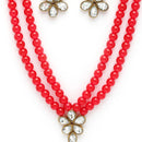Red Pearl & Kundan Studded Jewellery Set
