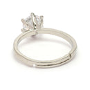 Rhodium Plated Silver Toned White American Diamond Studded Adjustable Ring