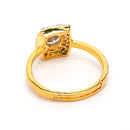 Gold Plated Square Shaped White American Diamond Studded Adjustable Ring