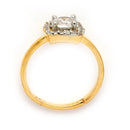 Gold Plated Square Shaped White American Diamond Studded Adjustable Ring