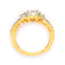 Elegant Gold Plated White American Diamond Studded Adjustable Ring