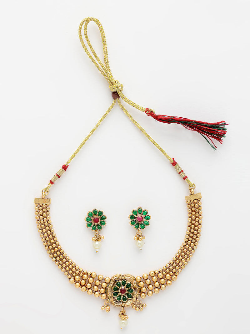 Gold Plated with Royal Rajasthani Design Necklace Set