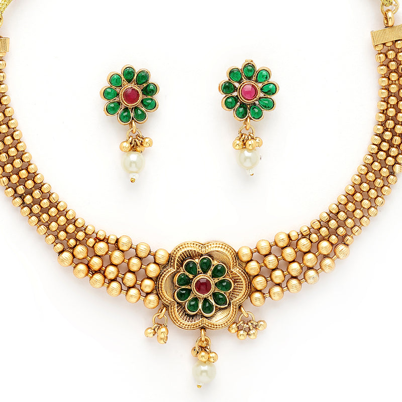 Gold Plated with Royal Design Jewellery Set