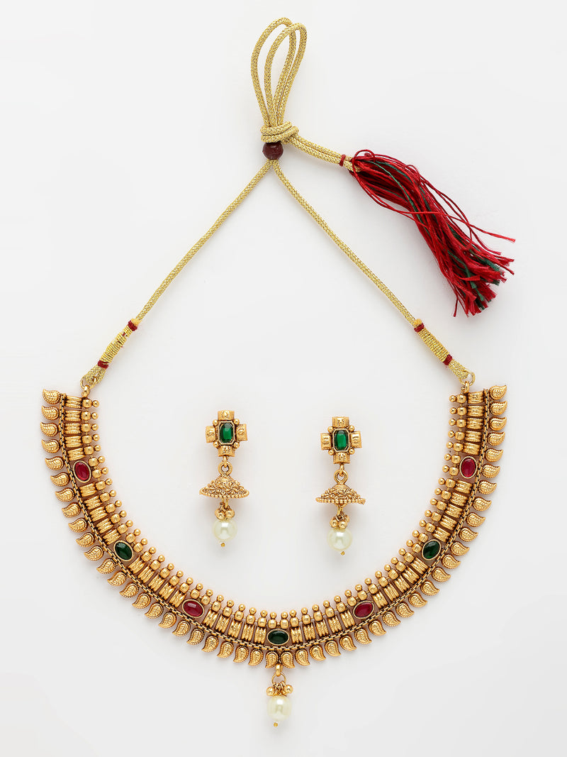 Gold Plated with Mango Motif Design Necklace Set