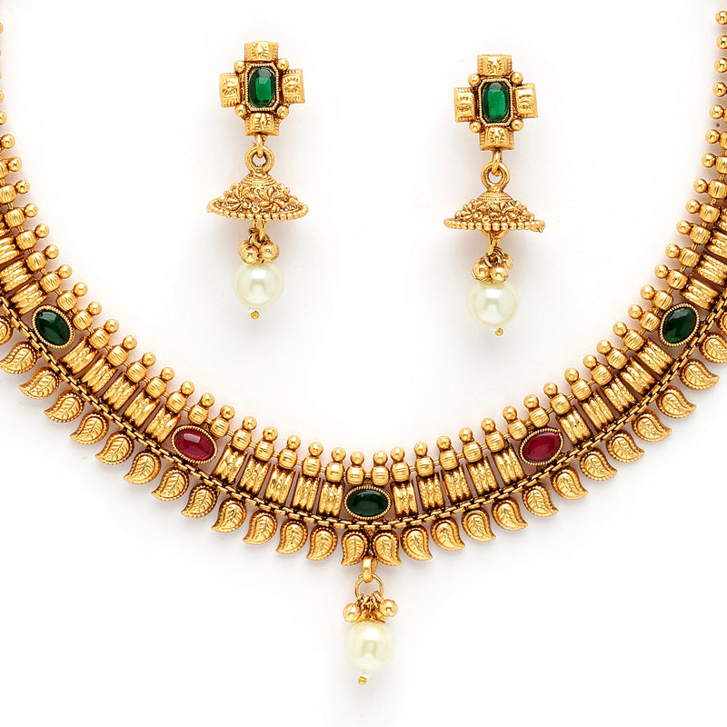 Gold Plated  Motif Design Jewellery Set