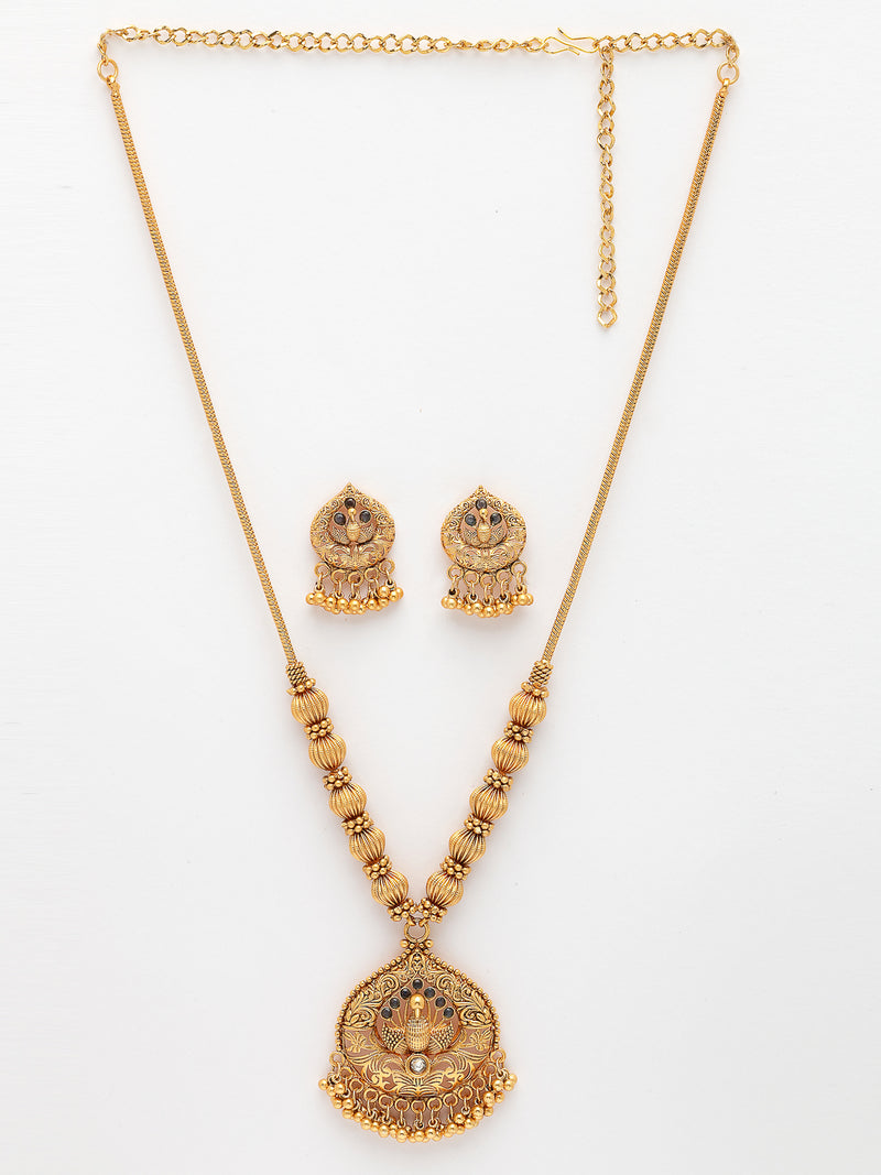 Gold Plated with Royal Peacock Design Necklace Set