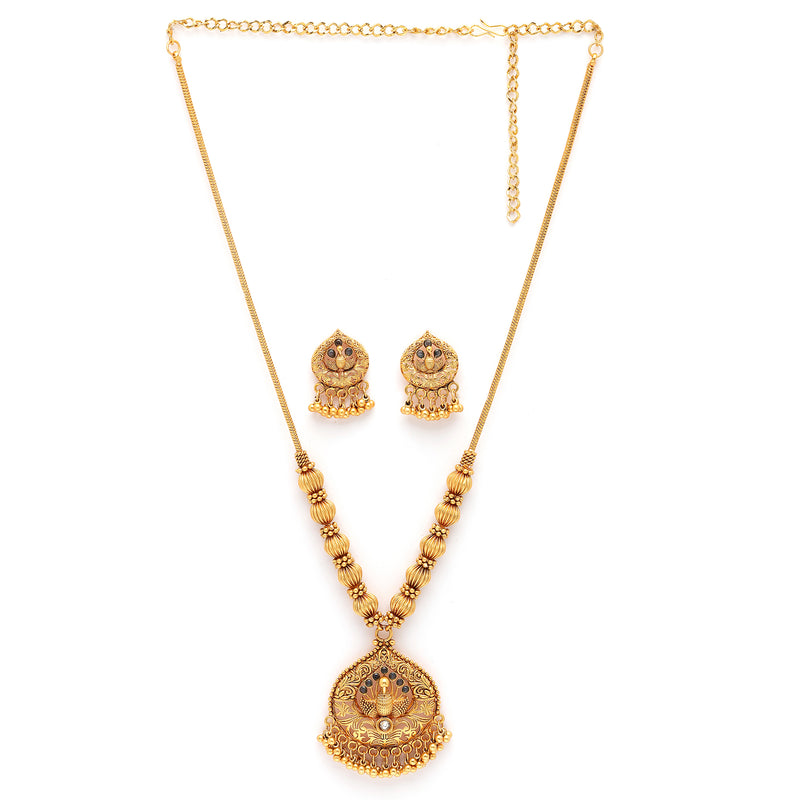 Gold Plated with Royal Peacock Design Jewellery Set