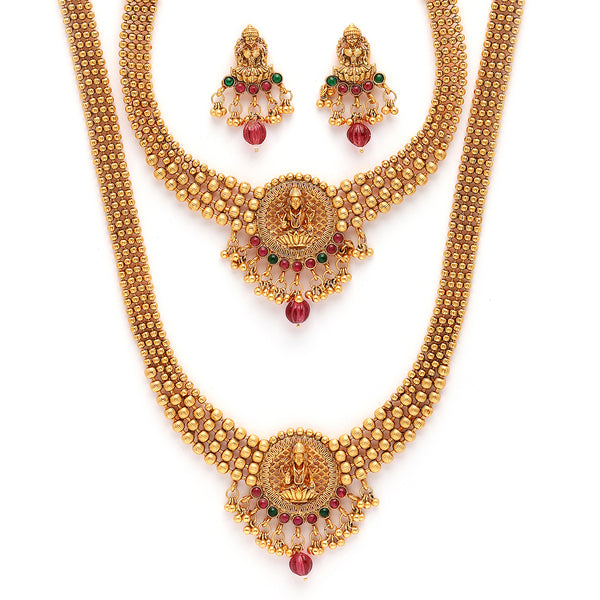 Gold Plated Lakshmi Kasu Mala design Necklace Set