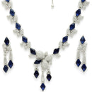 Rhodium Plated Silver Toned Blue American Diamond Studded Necklace Set
