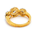 Gold Plated White American Diamond Studded Adjustable Ring