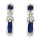 Rhodium Plated Silver Toned Royal Blue American Diamond Studded Necklace Set