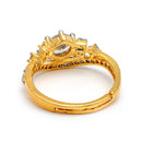 Gold Plated Gold Toned White American Diamond Studded Sparkling Adjustable Ring