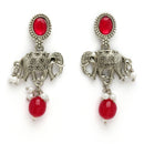 Oxidized Plated with Red Pearl & Stone Studded Jewellery Set