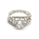 Rhodium Plated Silver Toned White American Diamond Studded Adjustable Ring