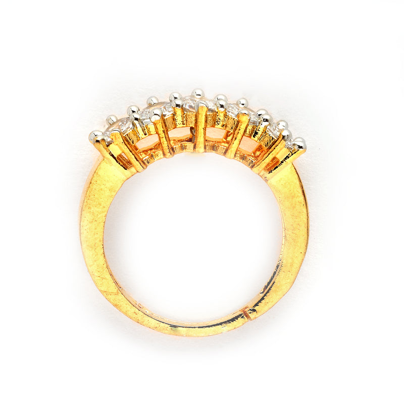 Gold Plated White American Diamond Studded Adjustable Ring