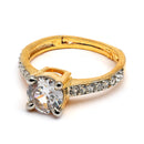 Elegant Gold Plated White American Diamond Studded Adjustable Ring