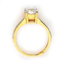 Elegant Gold Plated White American Diamond Studded Adjustable Ring