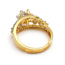 Elegant Gold Plated White American Diamond Studded Sparkling Adjustable Ring