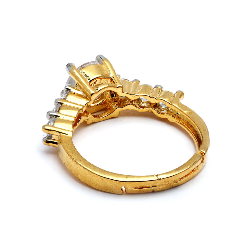 Gold Plated American Diamond Studded Adjustable Ring