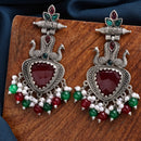 Oxidized Plated with Multicolor Pearl Cubic Zirconia Danglers Earrings