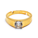 Gold Plated White American Diamond Studded Adjustable Band Ring