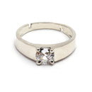 Rhodium Plated Silver Toned White American Diamond Studded Adjustable Band Ring