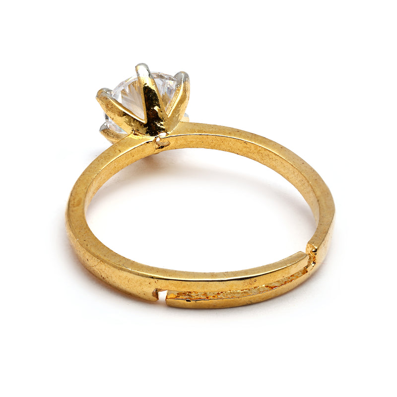 Gold Plated American Diamond Studded Adjustable Ring