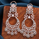 Rose Gold Plated Chandelier White American Diamond Contemporary Long Drop Earrings