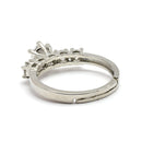Rhodium Plated Silver Toned American Diamond Studded Adjustable Ring