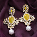 Gold Plated Oval Shaped with Yellow Cubic Zirconia Small Drop Earrings
