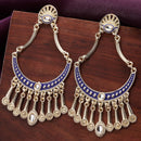 Gold Plated Blue Stylish Cubic Zirconia Earrings