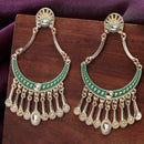 Gold Plated with Green Stylish Cubic Zirconia Danglers Earrings