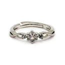 Elegant Rhodium Plated Silver Toned White American Diamond Studded Adjustable Ring