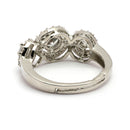 Rhodium Plated Silver Toned Three White American Diamond Studded Adjustable Ring