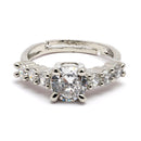 Rhodium Plated Silver Toned White American Diamond Studded Adjustable Ring