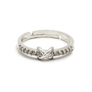Rhodium Plated Silver Toned Infinity White Cubic Zirconia Studded Adjustable Ring
