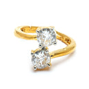 Gold Plated Dual White American Diamond Studded Adjustable Ring