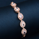 Rose Gold Plated Teardrop Shaped White American Diamond Studded Bracelet