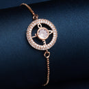 Rose Gold Plated Round Shaped White American Diamond Bracelet