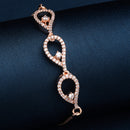 Rose Gold Plated with White American Diamond Studded Wraparound Bracelet