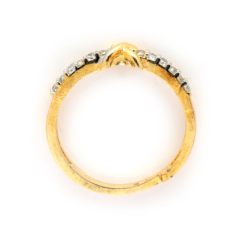 Gold Plated Infinity White Cubic Zirconia Studded Detailing Adjustable Ring