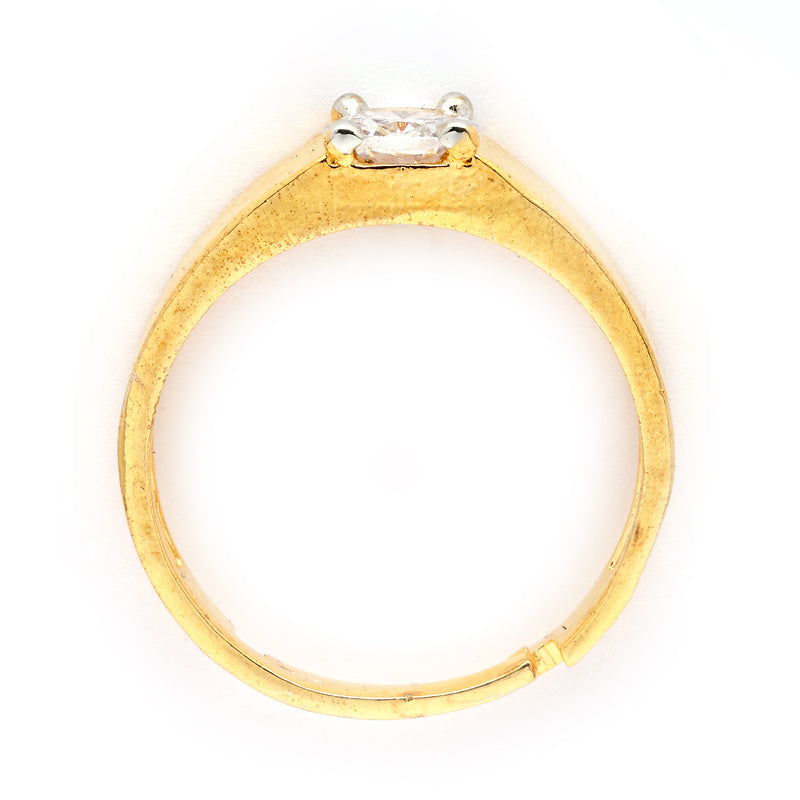 Gold Plated White American Diamond Studded Adjustable Band Ring