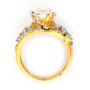 Elegant Gold Plated White American Diamond Studded Sparkling Adjustable Ring