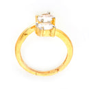 Gold Plated Dual White American Diamond Studded Adjustable Ring