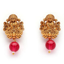 Traditional Gold Plated Temple Coin Pink Cz Studded Pendant Jewellery Set