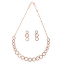 Rose Gold Plated Circular Shaped White American Diamond Studded Jewellery Set